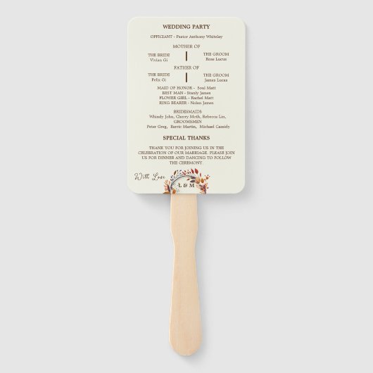 Herbstleaf Rust Floral Wedding Programm Fächer (Rückseite)