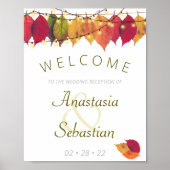 Herbstleaf String Lights Hochzeitsempfang Begrüßun Poster (Vorne)