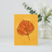 Herbstleaf und Ameisen in Gelborange Postkarte (Stehend Vorderseite)