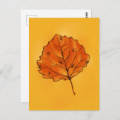 Herbstleaf und Ameisen in Gelborange Postkarte (Vorne/Hinten)