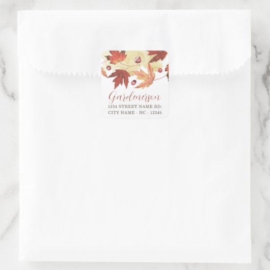 Herbstleaf und Cranberry Square Sticker (Tasche)