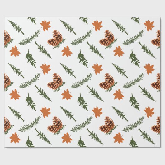 Herbstleaf und Pinecone - Nahtloses Wrapping Geschenkpapier (Flach)