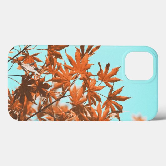Herbstleaves Aquamarin und orange Case-Mate iPhone Hülle (Rückseite (Horizontal))