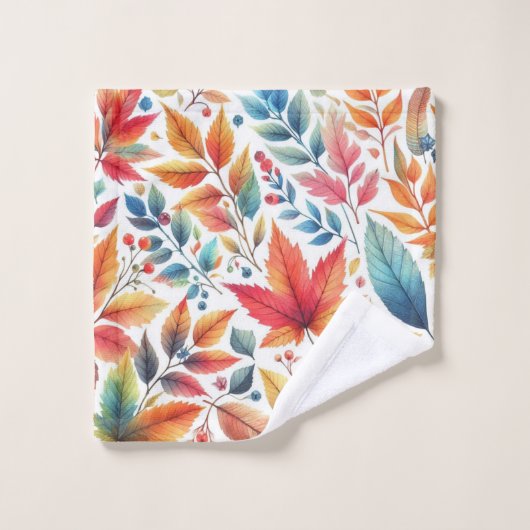 Herbstleaves Aquamarines Orangenhandtuch Set (Waschlappen)