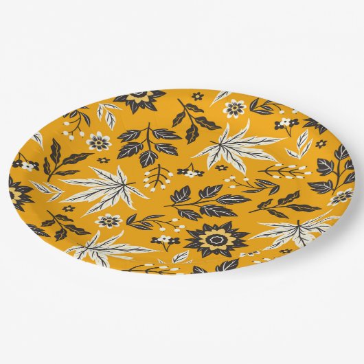 Herbstleaves, Berries & Acorns Pappteller (Schrägansicht)