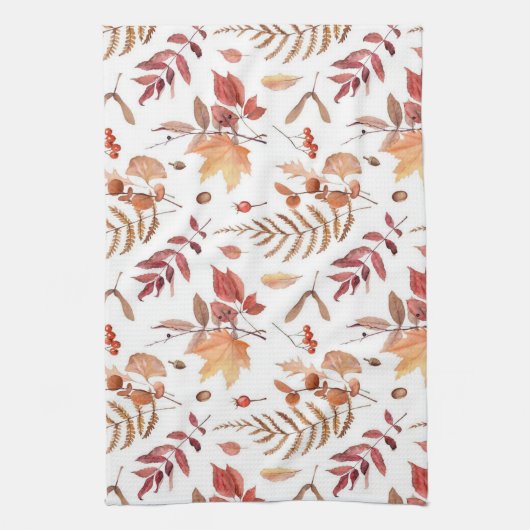 Herbstleaves & Berries mit handgezogener Wasserfar Geschirrtuch (Vertikal)