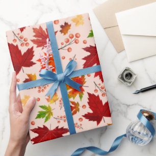 Herbstleaves & Berries Muster Erntedank Geschenke Geschenkpapier