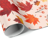Herbstleaves & Berries Muster Erntedank Geschenke Geschenkpapier (Rolleneckpunkt)