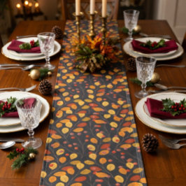 Herbstleaves & Berries Nahtloses Muster Herbst Kurzer Tischläufer