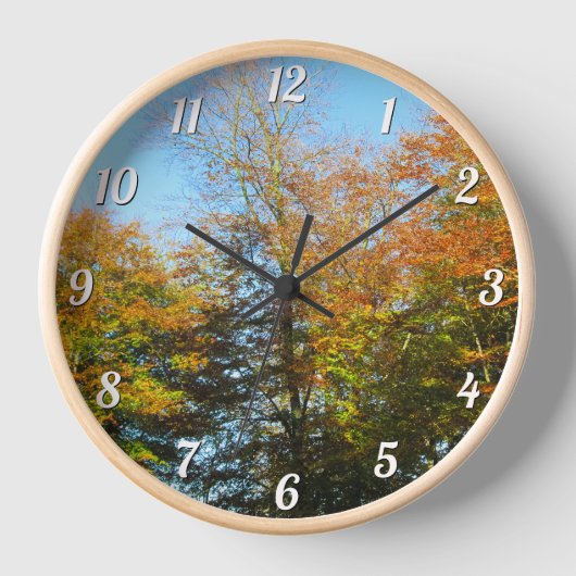 Herbstleaves & Blauer Himmel - Custom Round Wall Uhr (Vorderseite)