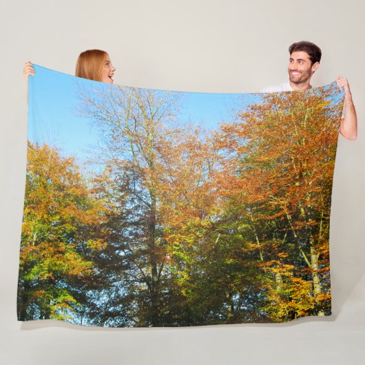 Herbstleaves & Blauer Himmel - Personalisiert Fleecedecke (Beispiel)
