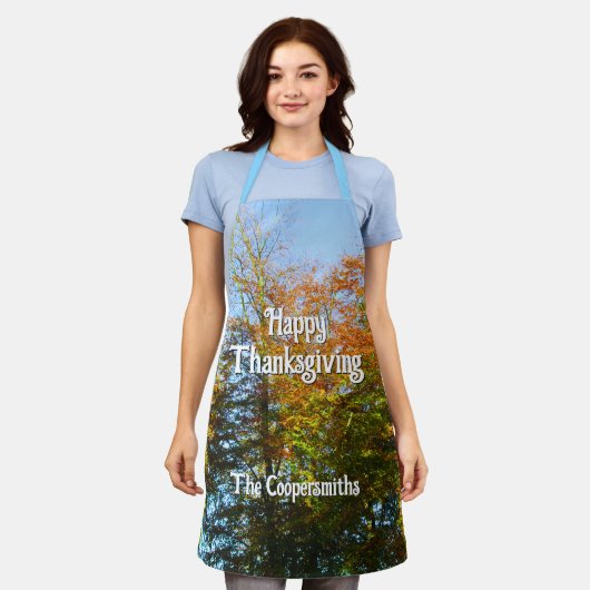 Herbstleaves & Blauer Himmel - Personalisiert Schürze (Getragen)