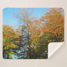 Herbstleaves & Blauer Himmel - Personalisiert Sherpadecke