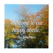 Herbstleaves & Blauer Himmel - Personalisierte Ker Fliese