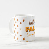 Herbstleaves Blume Muster Hallo Herbstname Kaffeetasse (Vorderseite Links)