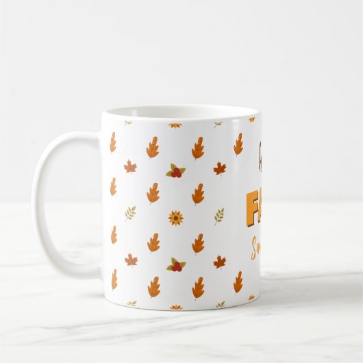 Herbstleaves Blume Muster Hallo Herbstname Kaffeetasse (Links)