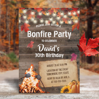 Herbstleaves Bonfire Party Rustikaler Stall Geburt Einladung