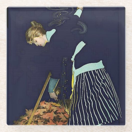 Herbstleaves Bonfire von C Coles Phillips Glasuntersetzer (Vorderseite)