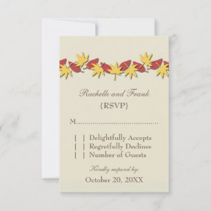 Herbstleaves Border RSVP Card, gelb/rot Karte