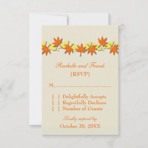 Herbstleaves Border RSVP Card, orange/gelb Karte