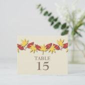 Herbstleaves Border Table Postcard, gelb/rot Postkarte (Stehend Vorderseite)