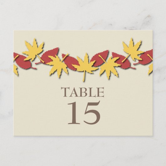 Herbstleaves Border Table Postcard, gelb/rot Postkarte (Vorderseite)