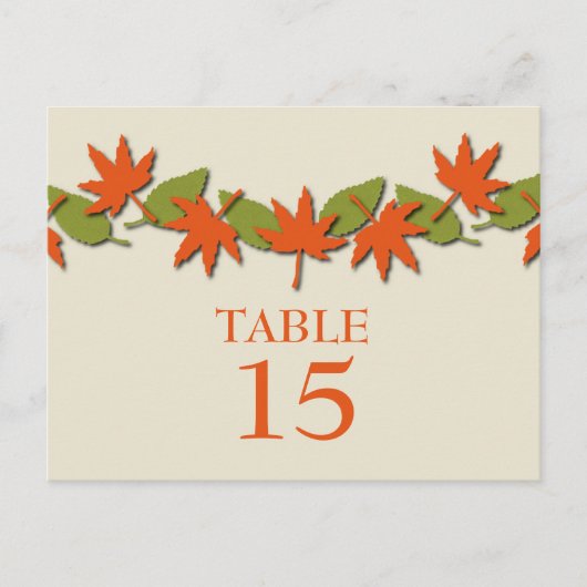 Herbstleaves Border Table Postcard, Orange/Green Postkarte (Vorderseite)
