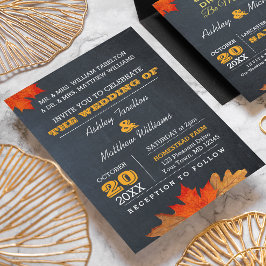 Herbstleaves Chalkboard Hochzeit Einladung