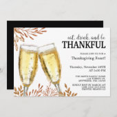 Herbstleaves & Champagnergetränke, Erntedank Einladung (Vorne/Hinten)