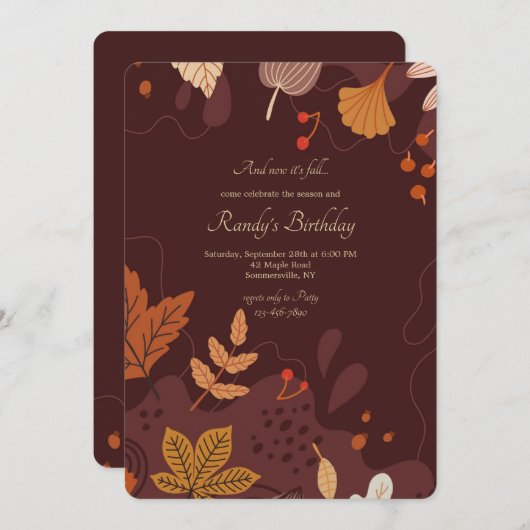 Herbstleaves Einladung (Vorne/Hinten)