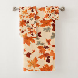 Herbstleaves - Elegantes sanftes Herbst Badhandtuch Set