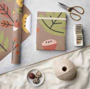 Herbstleaves Erntedank fallen grau-modern Geschenkpapier