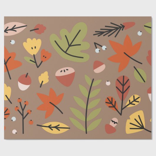 Herbstleaves Erntedank fallen grau-modern Geschenkpapier (Flach)