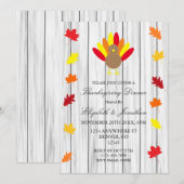 Herbstleaves Erntedank Türkei Rustikales Holz Einladung (Vorne/Hinten)