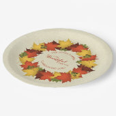 Herbstleaves Erntedank Wreath Pappteller (Schrägansicht)