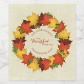 Herbstleaves Erntedank Wreath Weinetikett (Einzelnes Label)