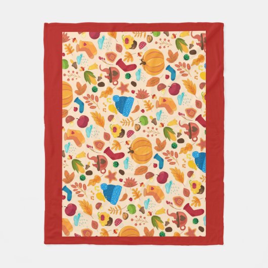 Herbstleaves Fall Objects Muster gemütliche Wetter Fleecedecke (Vorderseite)