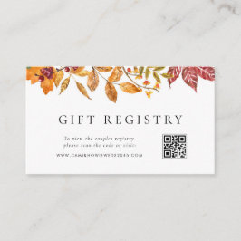 Herbstleaves Garland QR Code Hochzeitsregister Begleitkarte