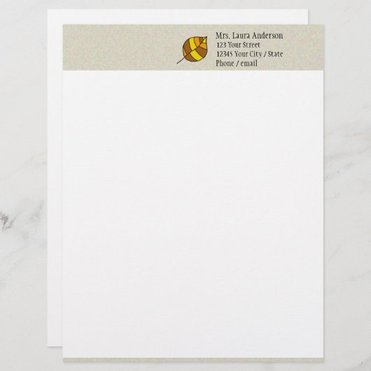 Herbstleaves gelb briefbogen (Vorne/Hinten)