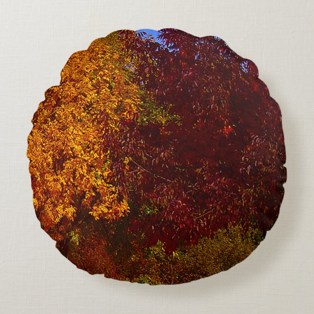 Herbstleaves Gelb und Lila, ZSSPG Rundes Kissen (Vorderseite)