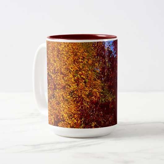 Herbstleaves Gelb und Lila, ZSSPG Zweifarbige Tasse (Vorderseite Links)