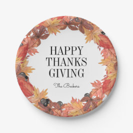 Herbstleaves Happy Thanksgiving Paper Plate Pappteller