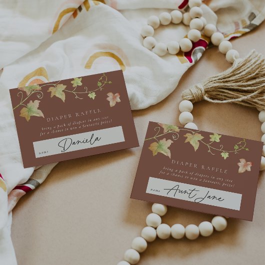 Herbstleaves Herbst Babydusche Windeln Raffel Begleitkarte