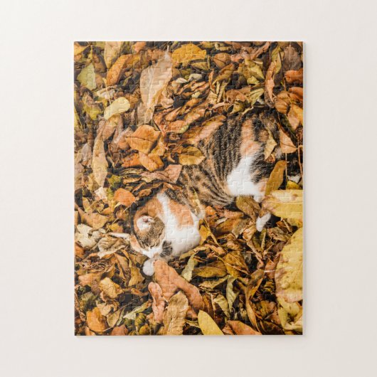 Herbstleaves Herbst Tabby Calico Katze Puzzle (Vertikal)
