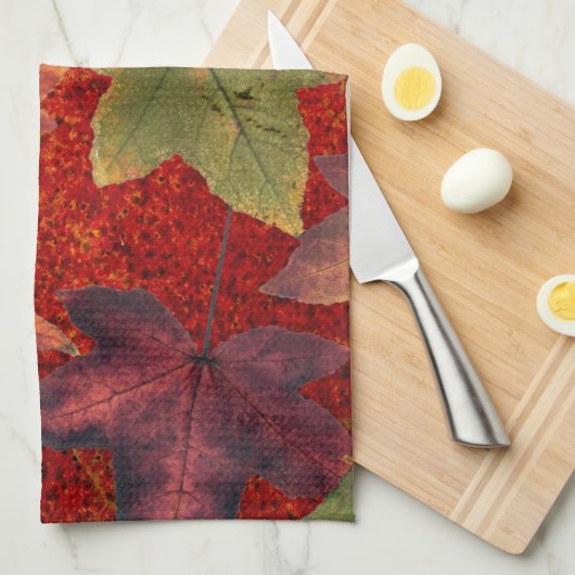 Herbstleaves Herbstsaison Treppenleaf farbenfroh Geschirrtuch (Viertel Falte)