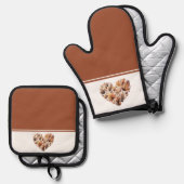 Herbstleaves Herz geformt Ofenhandschuh & Topflappen-Set (Vorderseite/Rückseite)