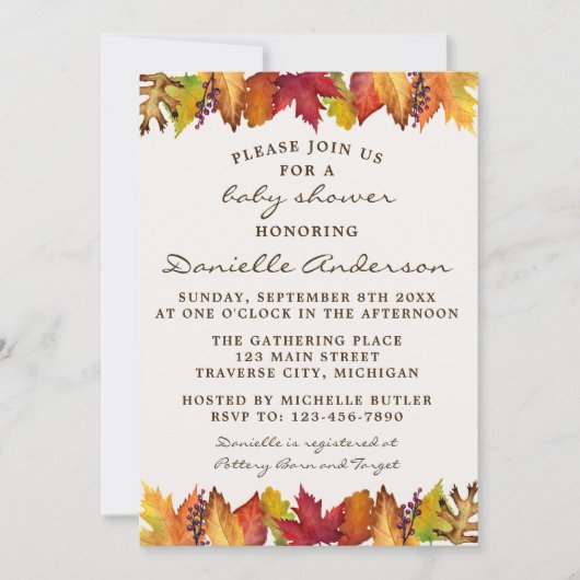 Herbstleaves Hochzeit im Herbst Babydusche Einladung (Vorderseite)