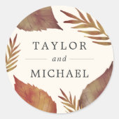 Herbstleaves Hochzeit Runder Aufkleber (Vorderseite)