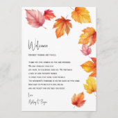 Herbstleaves Hochzeitsbrief und Begrüßungsreise Programm (Vorderseite)