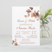 Herbstleaves Hochzeitseinladung auf Spanisch Einladung (Stehend Vorderseite)